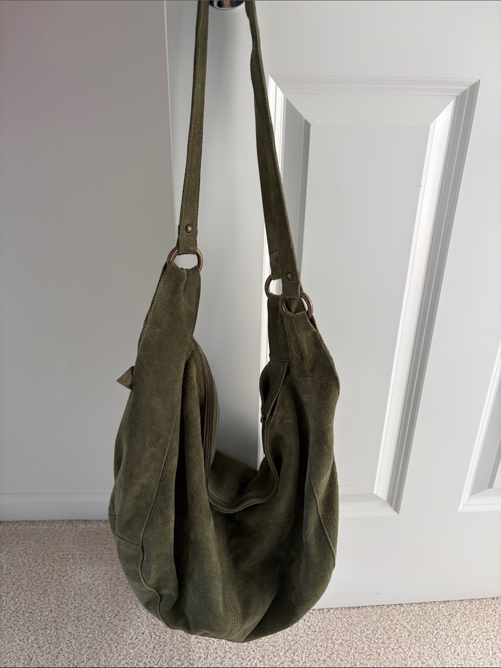 Free people Roma Suede Olive Green Suede Hobo Shoulder Bag